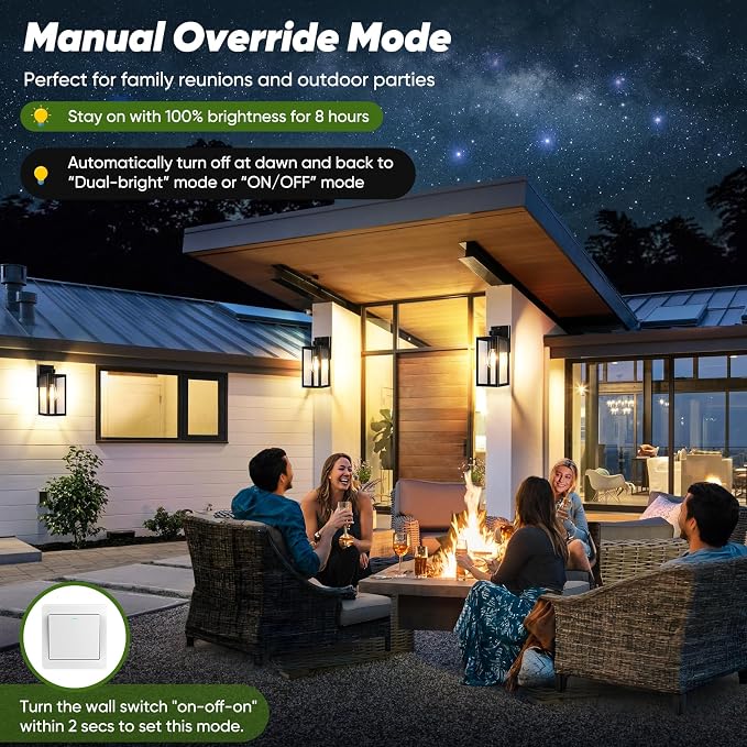 2-Pack Upgraded Motion Sensor Outdoor Wall Lights, Dusk to Dawn Porch Lights - Image 4