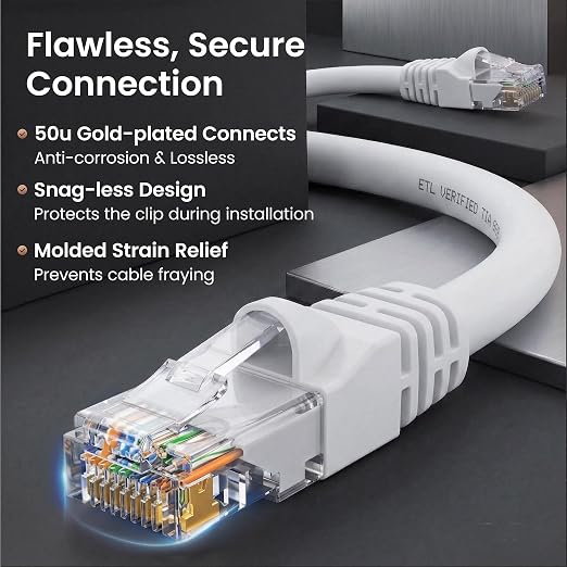 GEARit Cat 6 Ethernet Patch Cables 1 ft White, High Speed 24AWG 10Gbps RJ45 - Image 4
