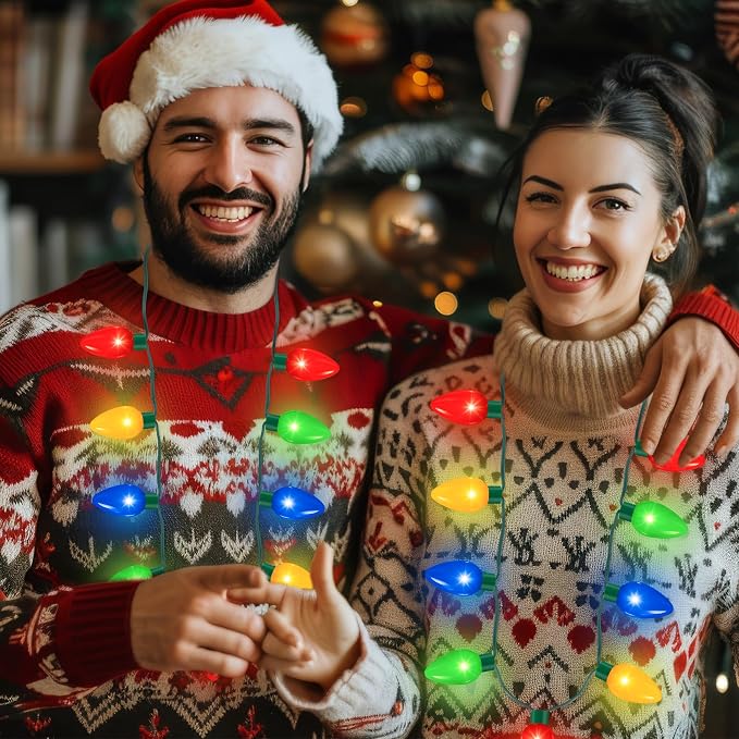QZYL 8 Pack Christmas Necklace Light Up, Colorful Christmas Party Favor - Image 6