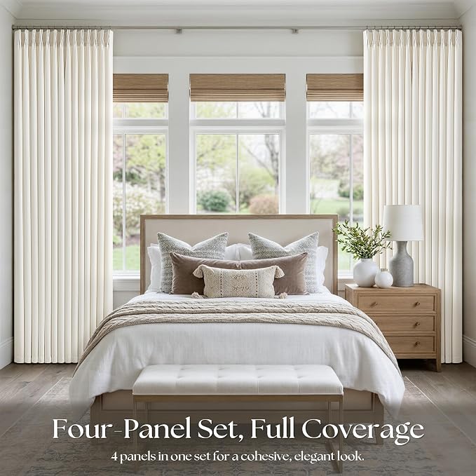 Extra Long 112 Inch Cream Pinch Pleated Curtains - Image 6