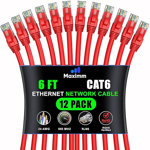 Maximm Cat 6 Ethernet Cable 6 Ft, Cat6 Cable, LAN Cable, Internet Cable and by MaximmCable