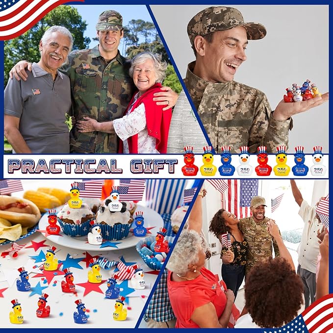 Skylety 200 Pcs Patriotic Mini Ducks 4th of July Independence Day Party Decor - Image 6