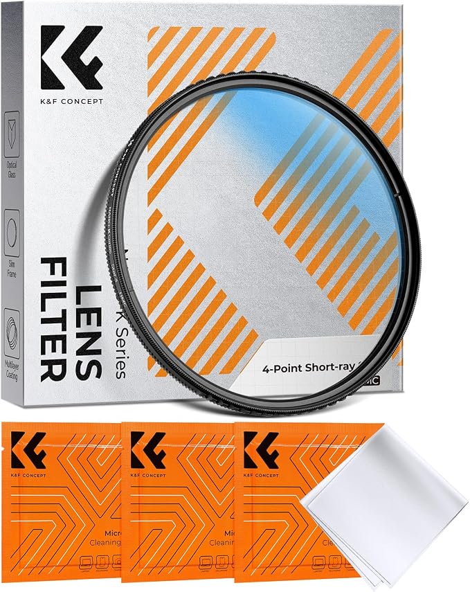 K&F CONCEPT 49mm Variable Short Line Star Lens Filter, Cross Screen Starburst by KFCONCEPT