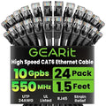 GEARit Cat 6 Ethernet Patch Cables 1.5 ft Black, High Speed 24AWG 10Gbps RJ45 by GEARit