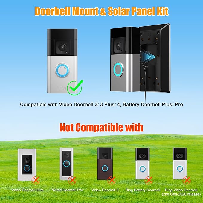 Solar Panel Charger for Ring Video Doorbell 3/3+/4, Battery Doorbell Plus/Pro - Image 2