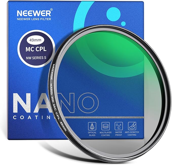 NEEWER 49mm Polarizer Filter, 24 Layer Multi Resistant Nano Coated MC CPL by Neewer