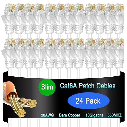 Cat6a Slim Ethernet Patch Cable 10 ft, Cat6a Patch Cable by Lysymixs