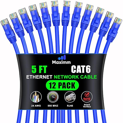 Maximm Cat 6 Ethernet Cable 5 Ft, Cat6 Cable, LAN Cable, Internet Cable by MaximmCable