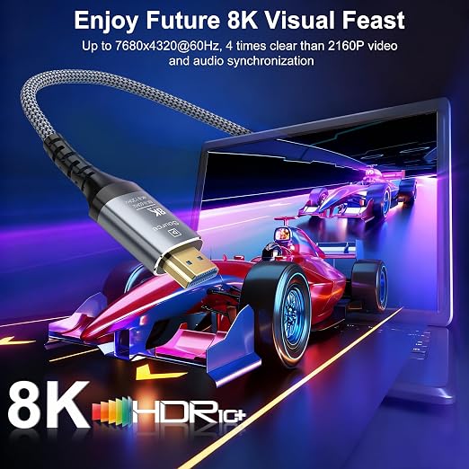 8K Fiber Optic HDMI Cable 25FT, 48Gbps Ultra High Speed Long HDMI 2.1 Cord - Image 2