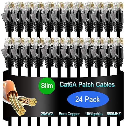 Cat6a Slim Ethernet Patch Cable 1 ft, Cat6a Patch Cable by Lysymixs