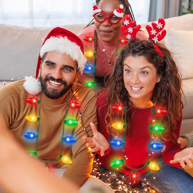 Blowata 9PCS Christmas Light Necklace Light up, 3 Modes Christmas Necklace - Image 5