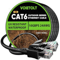 Cat 6 Outdoor Ethernet Cable 60 ft, 24AWG 10Gbps Cat6 Cable Cord Waterproof by EthernetCable