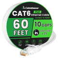 Cat 6 Ethernet Cable 60 ft, Indoor&Outdoor, High Speed 10Gbps Flat Internet by CableGeeker