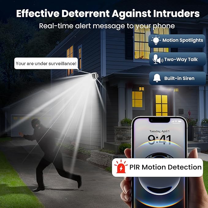 2K Security Cameras Wireless Outdoor, Free Cloud Storage, Integrated Spotlight - Image 3