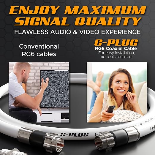 G-PLUG 100FT RG6 Coaxial Cable Connectors Set- High-Speed Internet, Broadband - Image 6