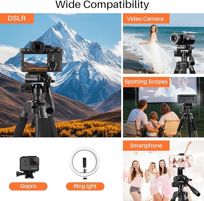 Fotopro 69'' Camera Tripod Lightweight Portable Travel Tripod - Image 7