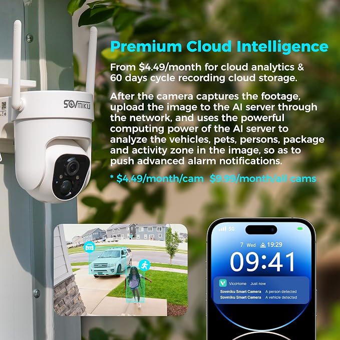Vicohome 4CQ4 2K AI Solar Security Camera Wireless Outdoor, Battery Powered Cam - Image 5