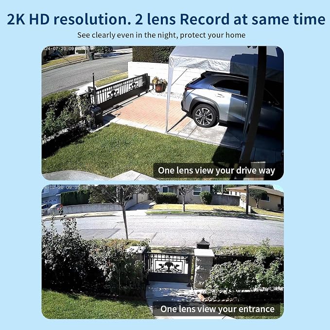 LETSCEE Dual Lens WiFi Security Camera Outdoor, 2.4G/5G PTZ Outdoor Plug-in - Image 5
