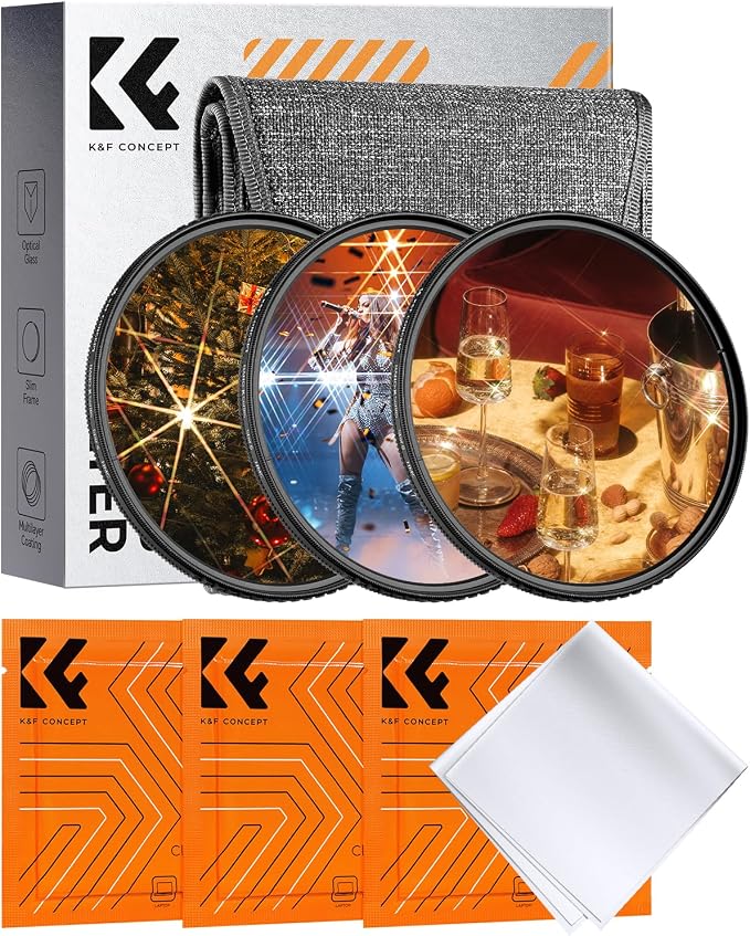 K&F CONCEPT 67mm Star Filters Kit 4 Points 6 Points 8 Points Cross Screen by KFCONCEPT