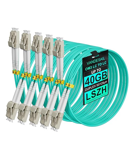5Pack LC to LC OM3 Fiber Patch Cable, 10G/40G MultiMode Optical Patch Cord by VANDESAIL