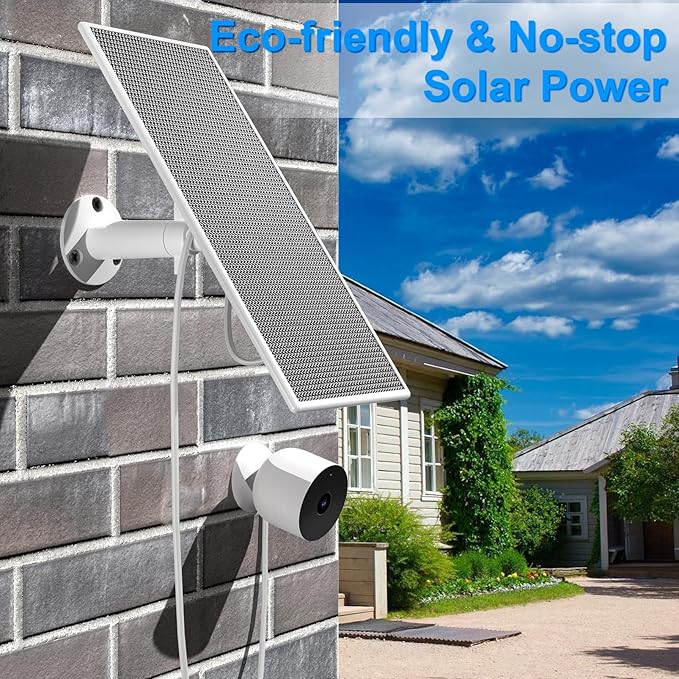 Solar Panel for Google Nest Camera Outdoor or Indoor, 5V 5W Solar Power Charger - Image 2