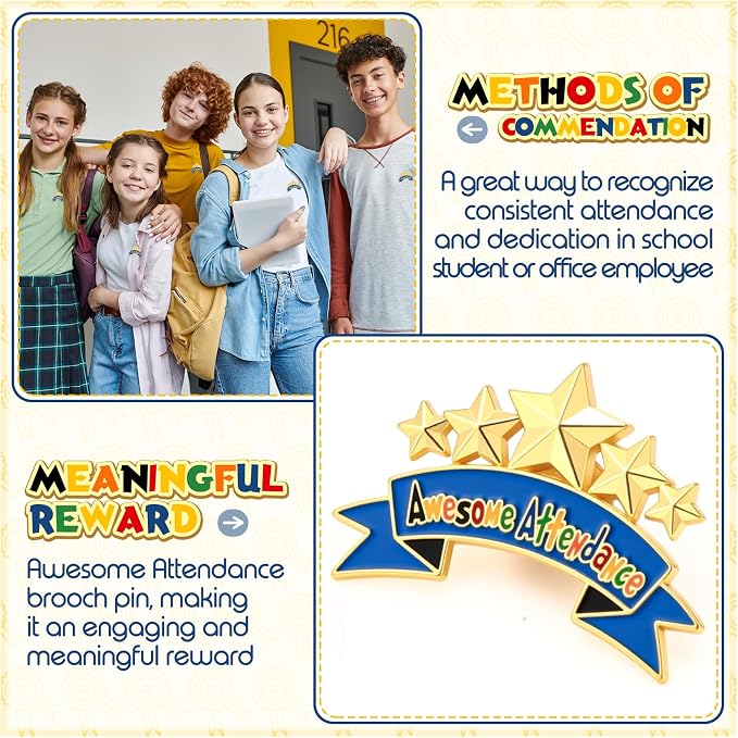 Huquary 150 Pcs Perfect Awesome Attendance Awards Awesome Attendance Star Lapel - Image 3