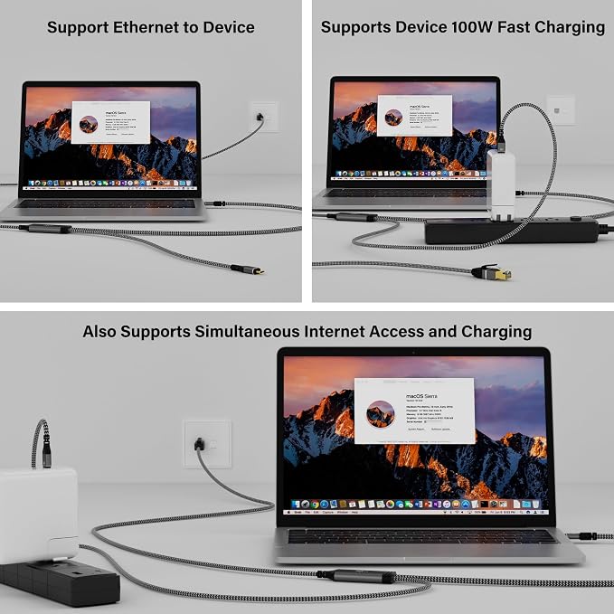 USB C to Ethernet Cable 15 FT, Type C to RJ45 Cord - Image 3