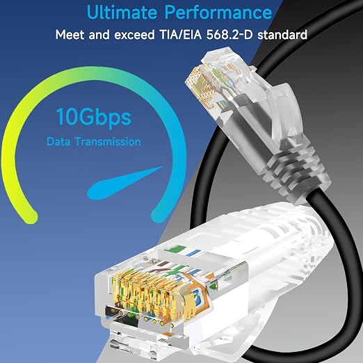 Cat6a Slim Ethernet Patch Cable 1.5 ft, Cat6a Patch Cable - Image 2