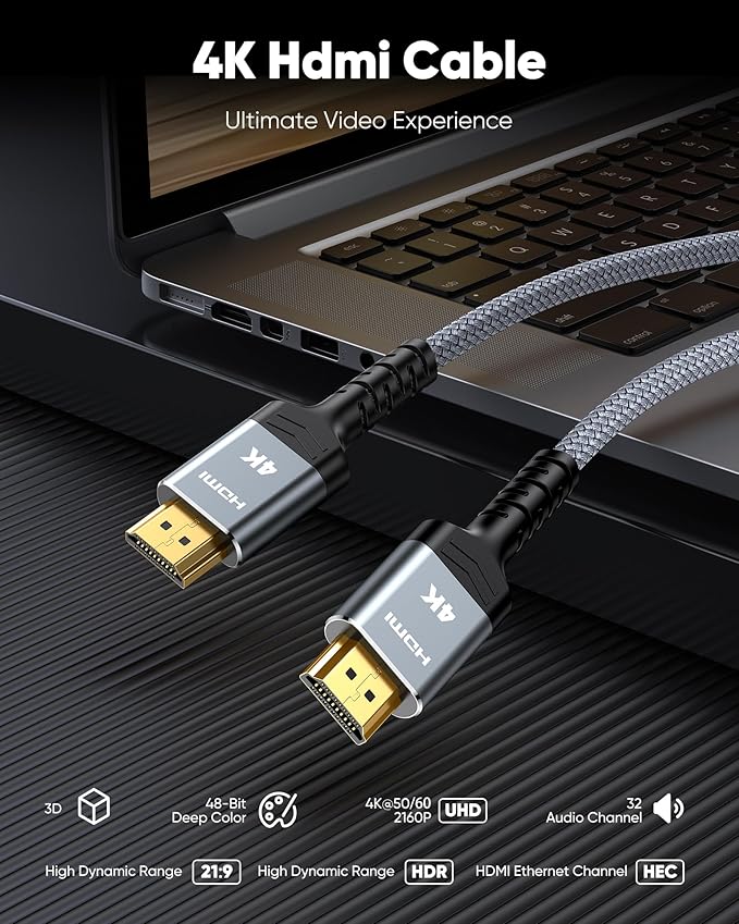 Highwings 4K HDMI Cable 3.3FT/1m 4K@60Hz HDR Braided HDMI 2.0 Cord, 18Gbps High - Image 4