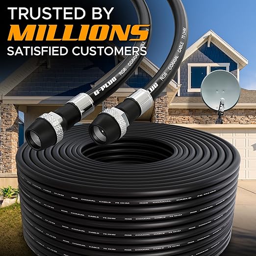 G-PLUG RG6 Coaxial Cable 100FT – Triple Shielded, Waterproof, 75 Ohm - Image 5