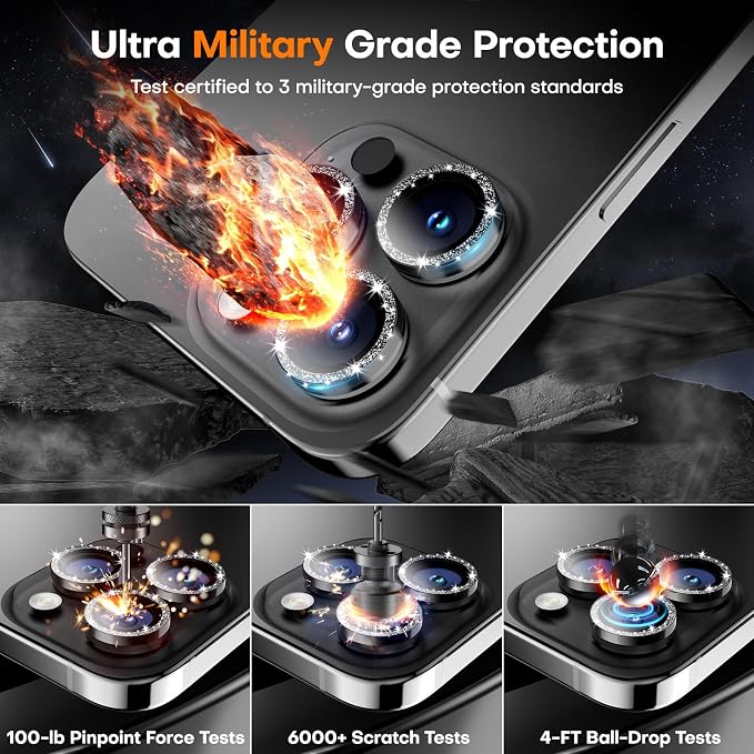 for iPhone 15 Pro/15 Pro Max Camera Lens Protector, Tempered Glass Screen - Image 5
