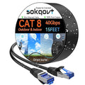 Sokqovt Cat 8 Ethernet Cable Slim 15ft Outdoor&Indoor, Pure Copper Cat8 by Unknown