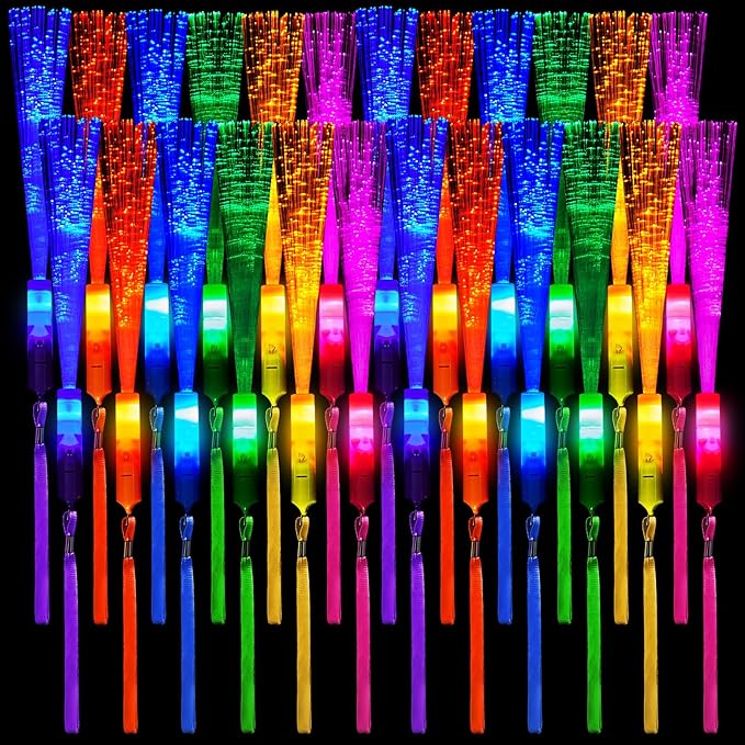 Kasyat 10 Pieces Glow Fiber Wands Sticks Light up Fiber Optic Wands LED by Kasyat