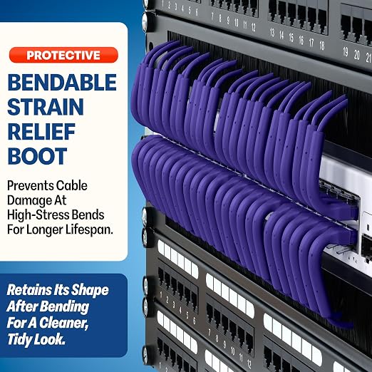 Everest Ultra Slim Cat6a Ethernet Patch Cables 1.5ft Purple - Image 3