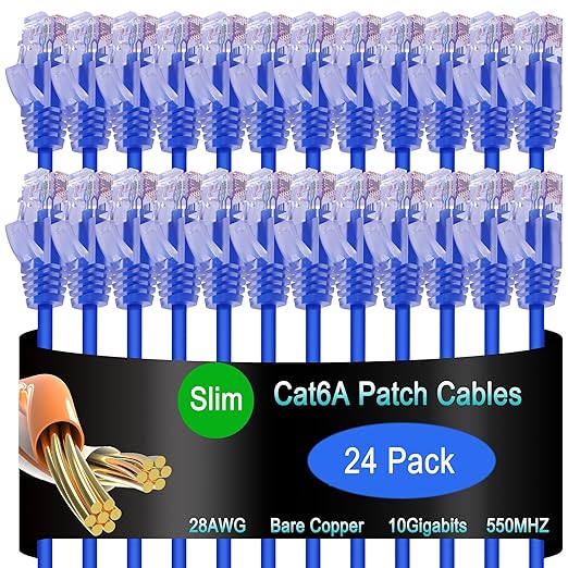 Cat6a Slim Ethernet Patch Cable 3 ft, Cat6a Patch Cable by Lysymixs