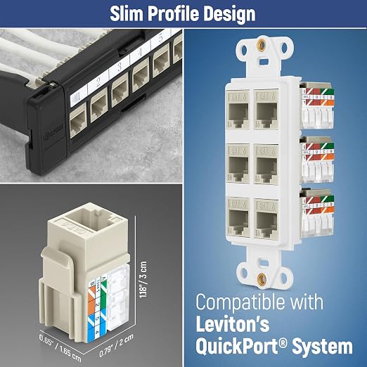 Everest 90° Angled RJ45 Cat6A Keystone Jacks 50-Pack in Ivory - Image 6