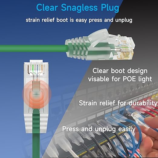 Cat6a Slim Ethernet Patch Cable 1.5 ft, Cat6a Patch Cable - Image 4