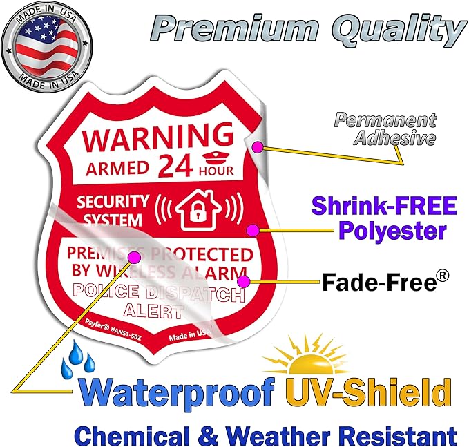 Psyfer® 6 Pack - Alarm Security Outdoor UV Waterproof Window Stickers - Image 7