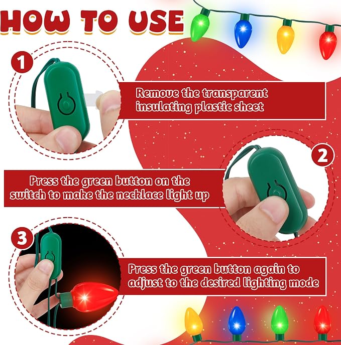 QZYL 100 Pack Christmas Light Necklace, 40 In Colorful Christmas Necklaces - Image 4
