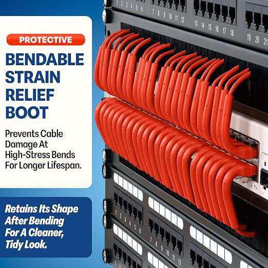 Everest Ultra Slim Cat6a Ethernet Patch Cables 1.5ft Orange - Image 3