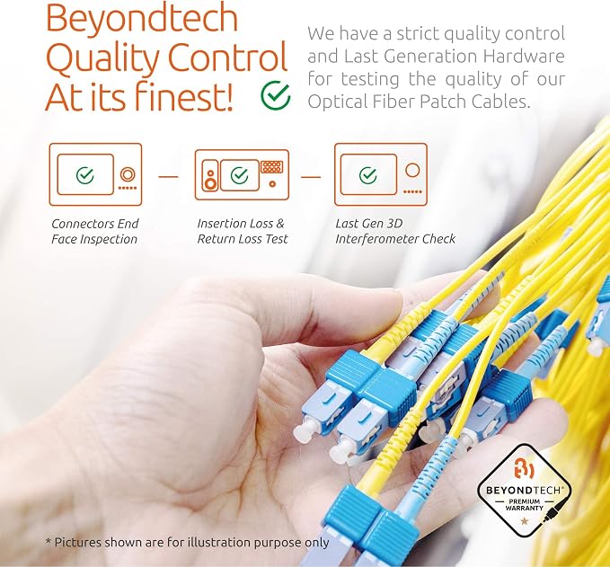 BEYONDTECH 2m LC to LC Fiber Patch Cable – UPC Single-Mode Duplex Fiber Optic - Image 6