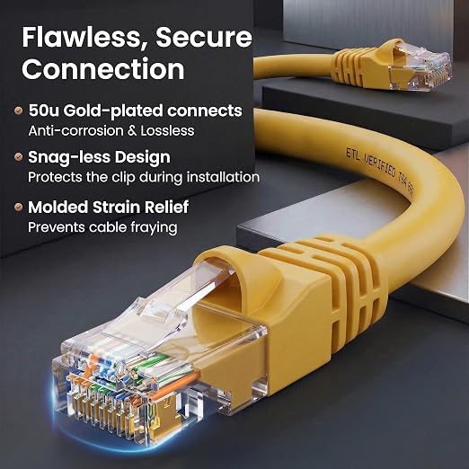 GEARit Cat 6 Patch Cables 1 ft Yellow Cat6 Patch Cables 1ft Yellow/Ethernet - Image 4