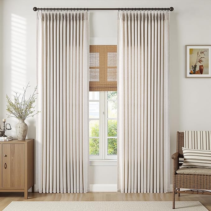 Memory Trained Pinch Pleated Curtains 84 Inches Long, Viral Linen Pinch Pleat - Image 2