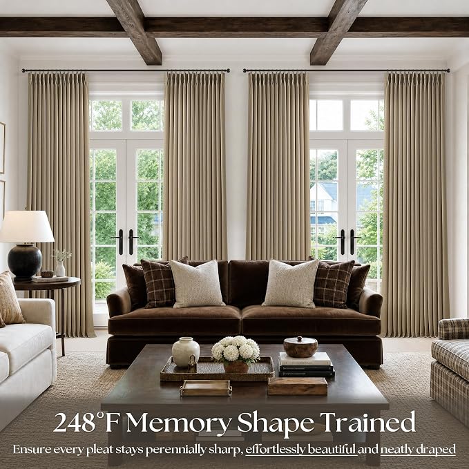 Pinch Pleated Dark Flax Curtains 90 Inches Long - Image 7