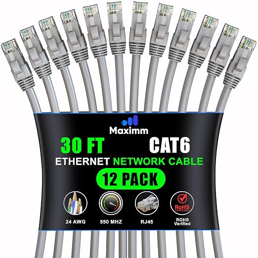Maximm Cat 6 Ethernet Cable - 30 ft - High-Speed LAN by MaximmCable