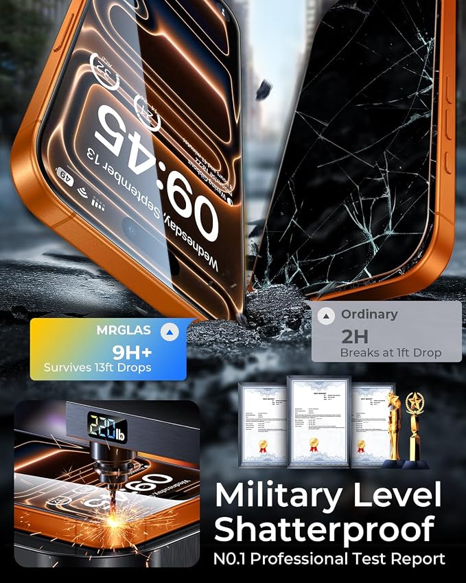 MRGLAS TOP 9H+ 2+2 Packs for iPhone 17 Pro Max Screen Protector - Image 3