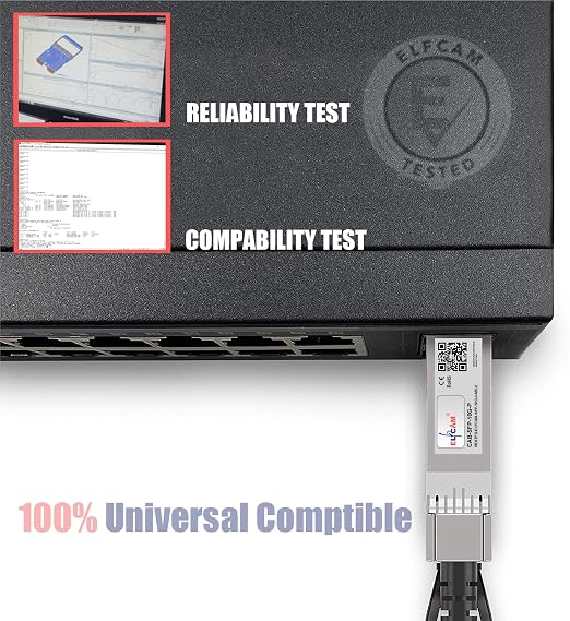 Elfcam® - 30m/98.42ft Fiber Optic Cable OM3 SFP+ to SFP+ AOC 10Gbps, Compatible - Image 4