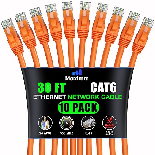 Maximm Cat 6 Ethernet Cable 30 ft by MaximmCable