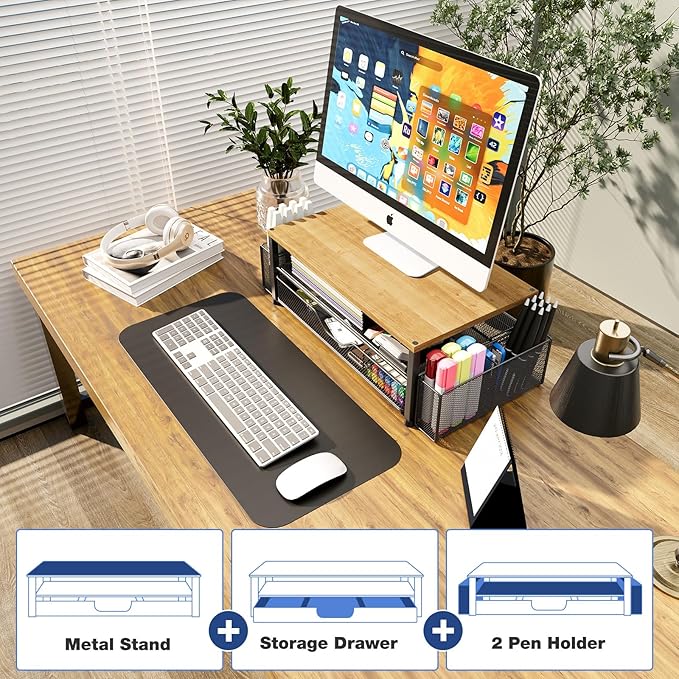 OPNICE Desk Organizers and Accessories, 2-Tier Computer Monitor Stand - Image 6