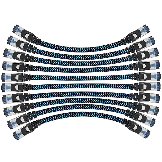 Cat8 Ethernet Cable 1 ft 10 Pack, High Speed 40Gbps 2000MHz, Compatible by CABNEER